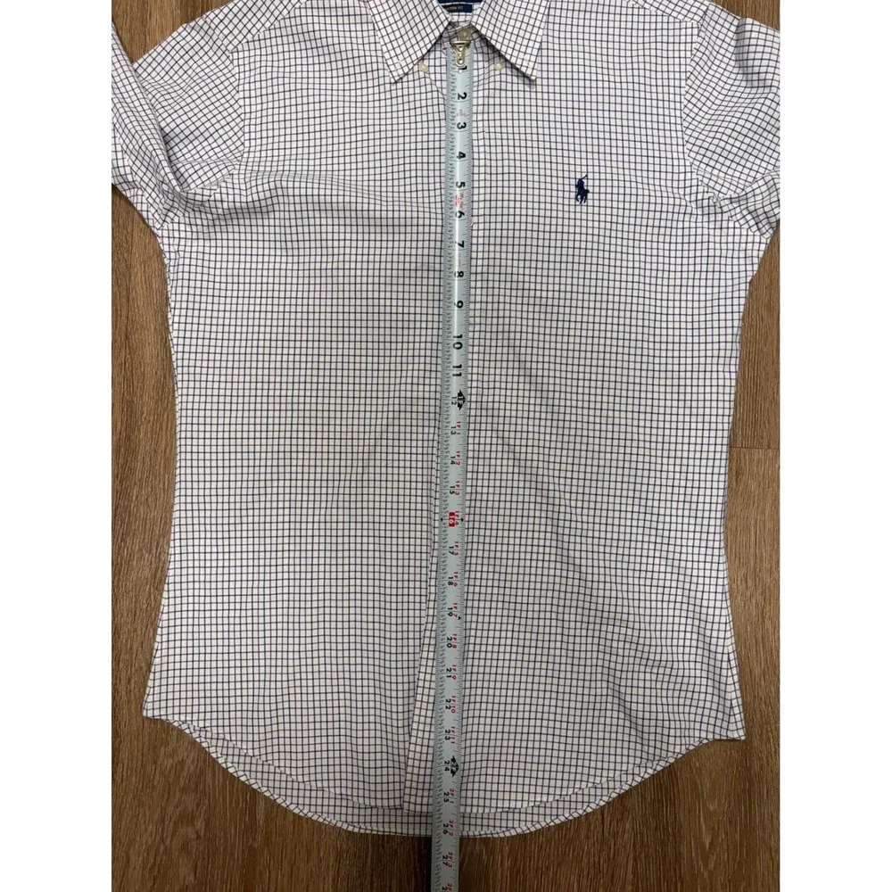 Polo Ralph Lauren Mens Custom Fit Tattersall Check Button Down Shirt Small White